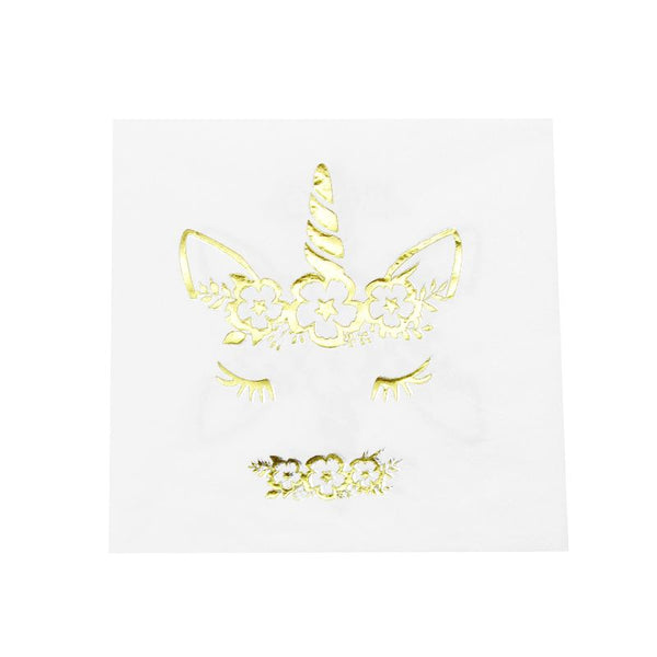 16 GOLD FOIL UNICORN NAPKINS